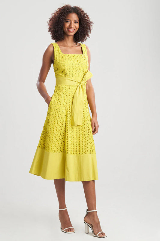 Natori Jaguar Cotton Eyelet Midi Tank Dress