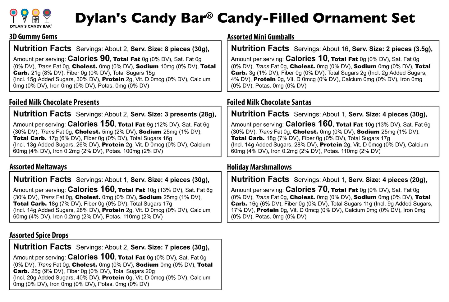 Dylan's Candy Bar Candy-Filled Ornament Set