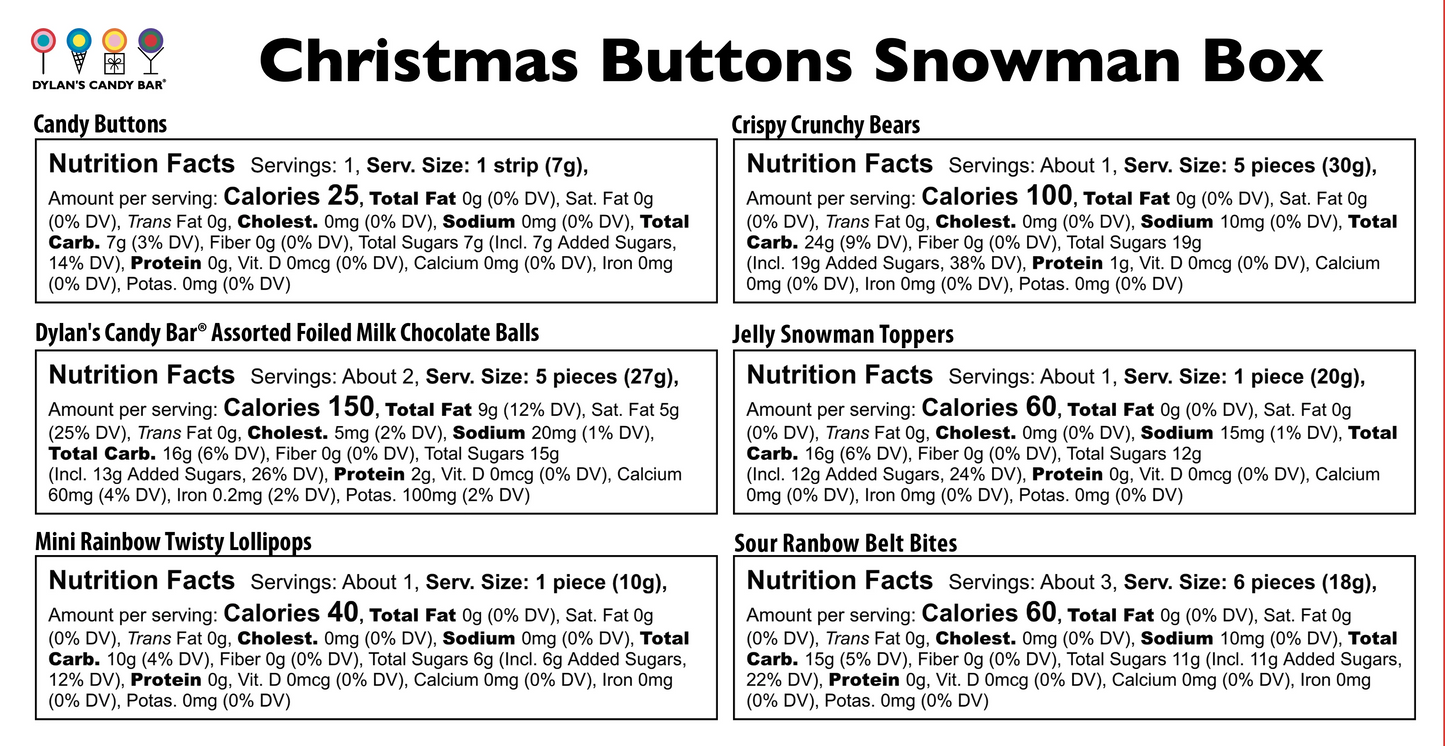 Dylan's Candy Bar Buttons Snowman Snacks