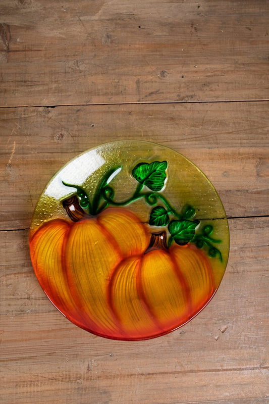 Decorator's Warehouse Painted Glass Harvest Pumpkin Plate