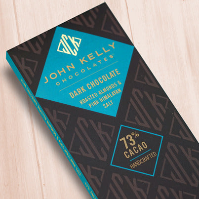 John Kelly Chocolates Dark Chocolate Bar with Roasted Almonds & Pink Himalayan Salt