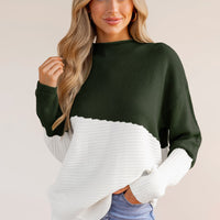 Cupshe Asymmetrical Colorblock Standing Collar Sweater