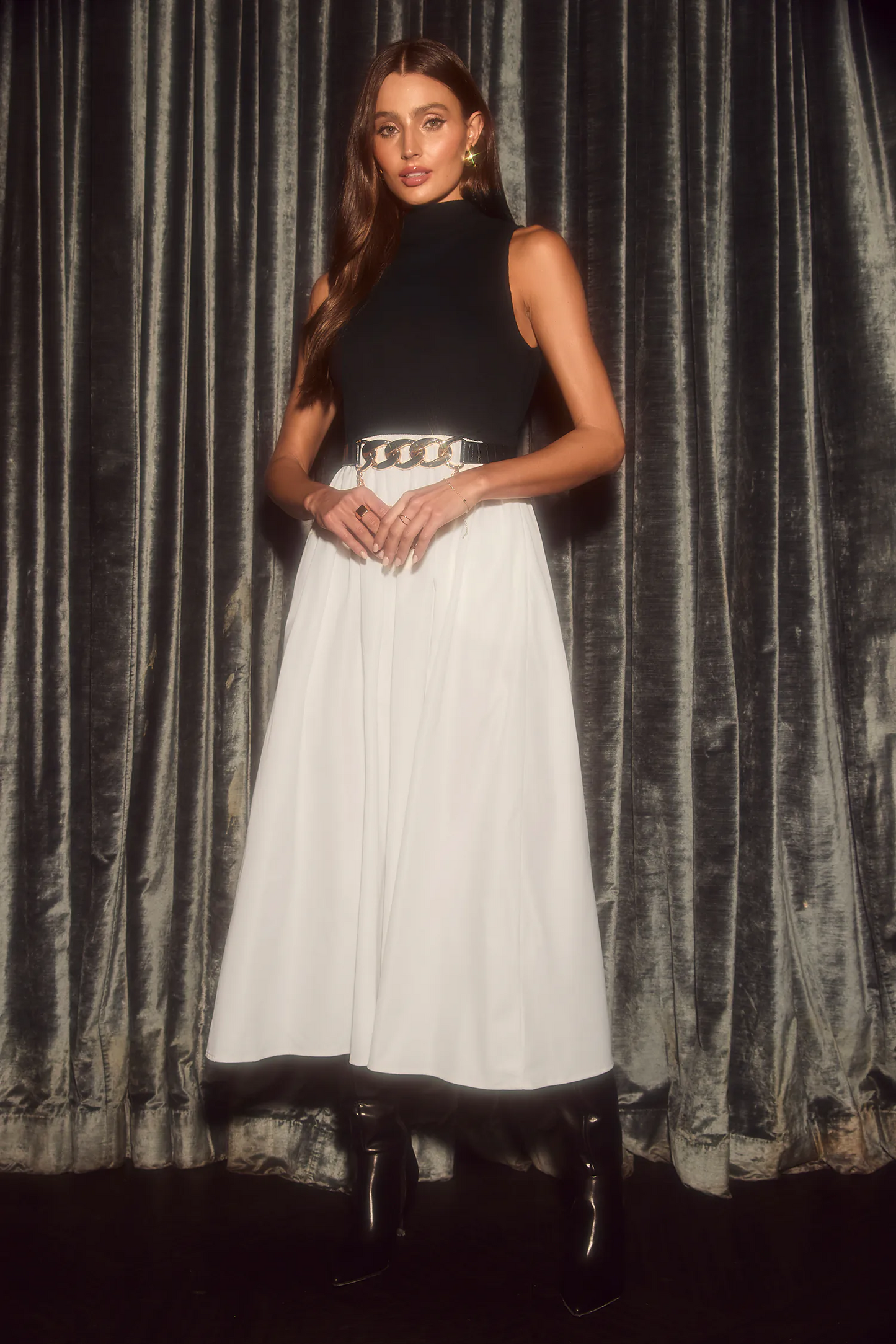 Cupshe Black High Neck Tank & White Skirt Maxi Dress (x2)