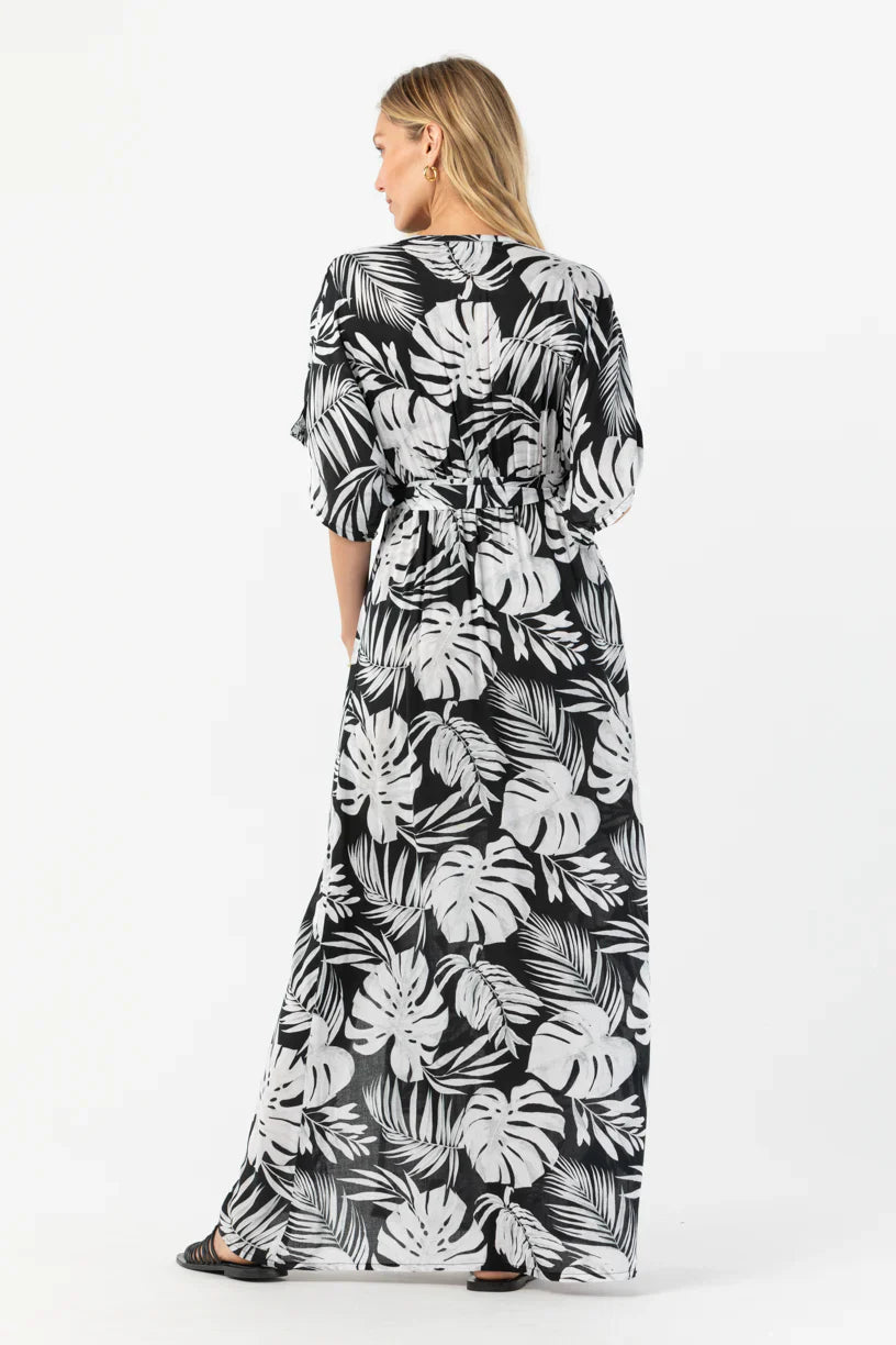Tiare Hawaii Elise Maxi Dress - Monstera Black