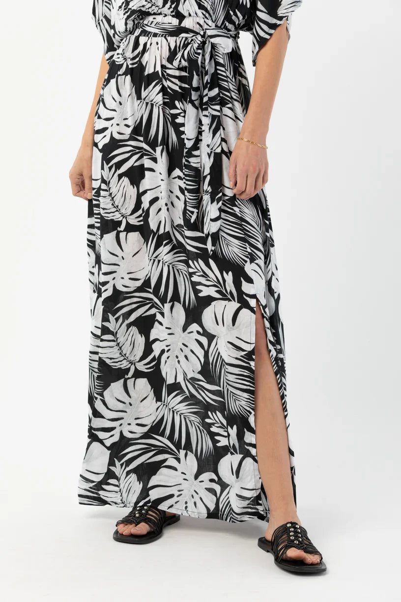 Tiare Hawaii Elise Maxi Dress - Monstera Black