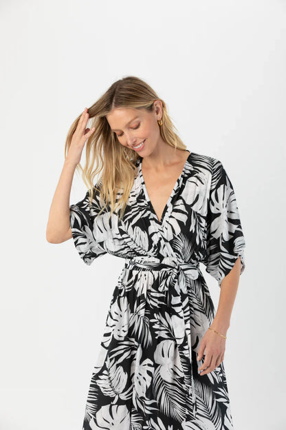 Tiare Hawaii Elise Maxi Dress - Monstera Black