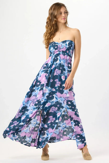Tiare Hawaii Emilia Maxi Dress - Watercolor Dreams Navy