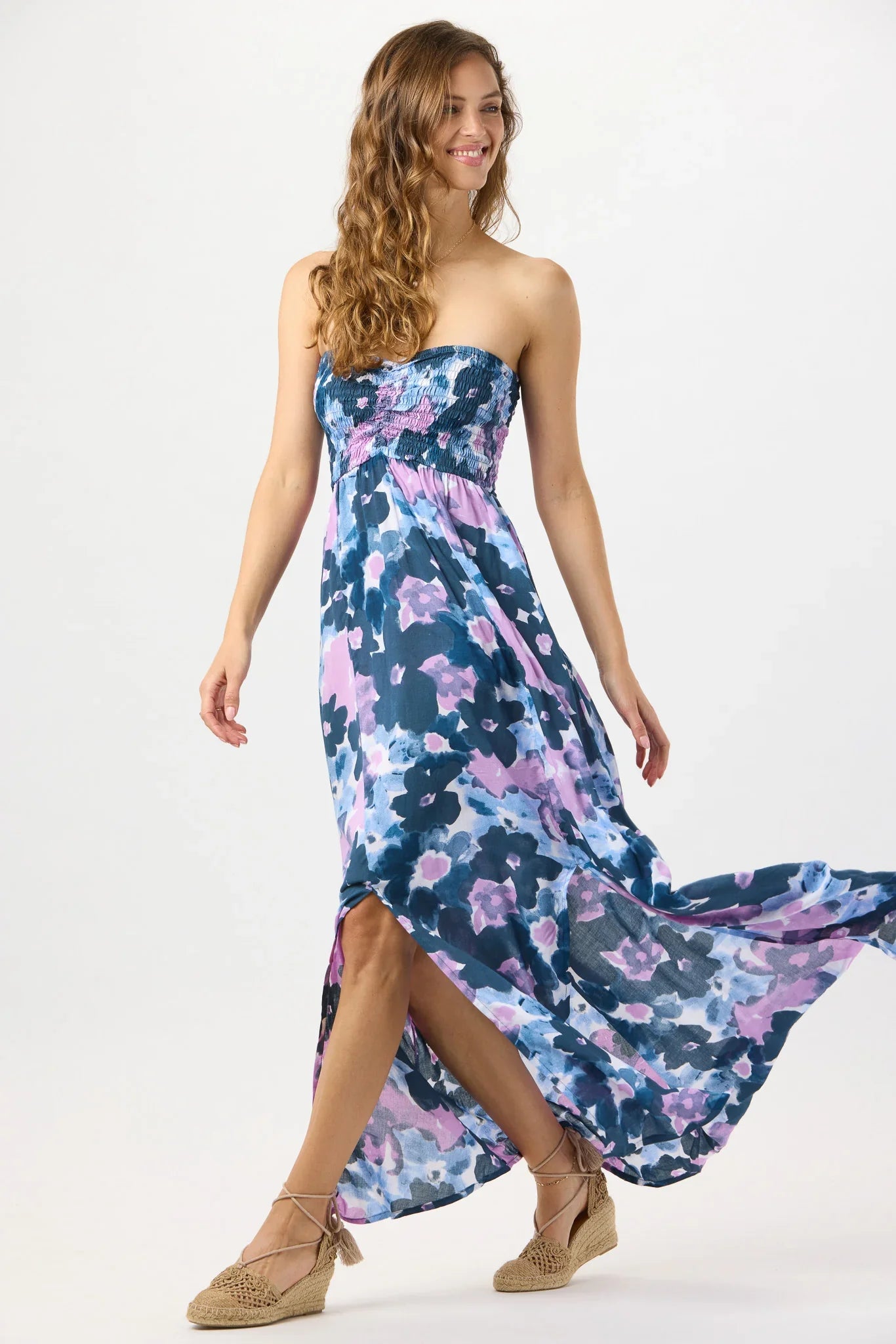 Tiare Hawaii Emilia Maxi Dress - Watercolor Dreams Navy