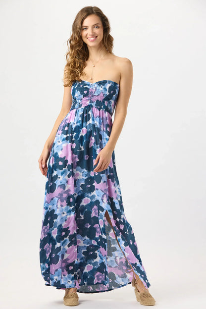 Tiare Hawaii Emilia Maxi Dress - Watercolor Dreams Navy