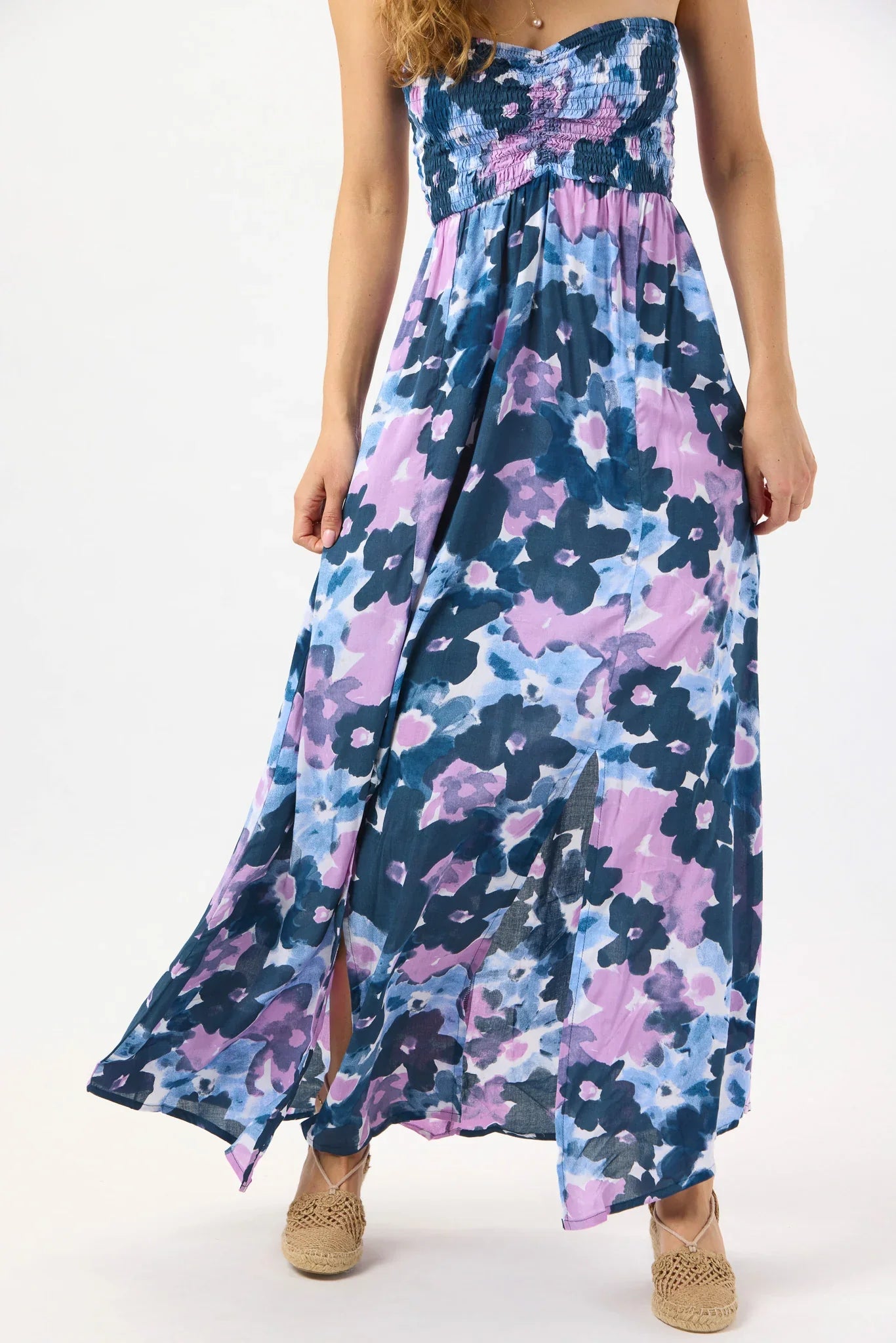 Tiare Hawaii Emilia Maxi Dress - Watercolor Dreams Navy
