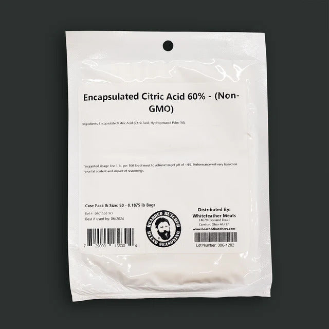 The Bearded Butchers Case of 12 Encapsulated Citric Acid 60% - (Non-GMO) 3oz packs