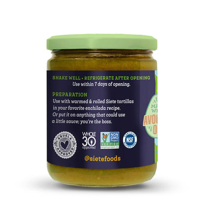 Siete Foods Green Enchilada Sauce - 4 jars
