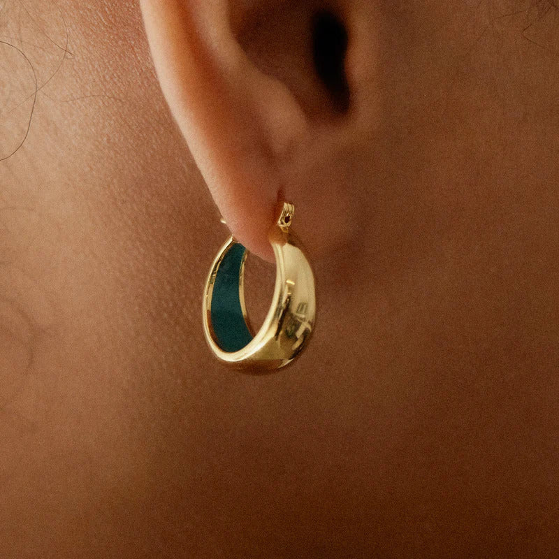 ARGENTO VIVO THE GREEN ENAMEL HOOP
