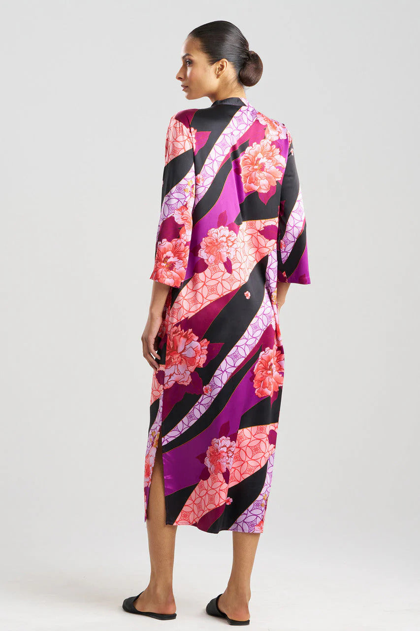 Natori Floral Tapestry Satin Caftan