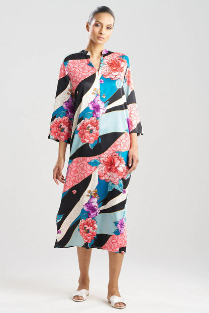 Natori Floral Tapestry Satin Caftan