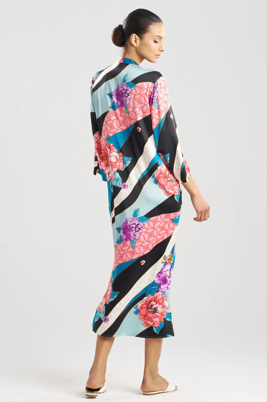 Natori Floral Tapestry Satin Caftan