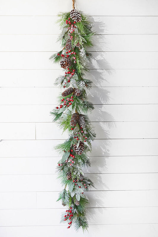 Decorator's Warehouse 5' Frost Pine Berry Garland