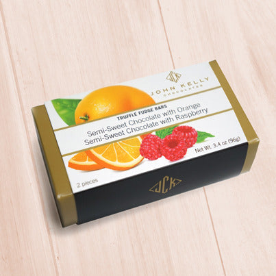 John Kelly Chocolates 2 Piece Semi-Sweet Chocolate with Raspberry & Orange