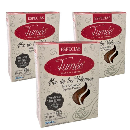 Pampa Direct Fumée Smoked Volcanoes Mix, Hot Spices Mix de los Volcanes Ahumado, 30 g / 1.05 oz (pack of 3)