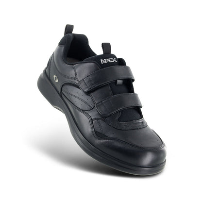 Apexfoot Men's Double Strap Active Walkers Active Shoe - Biomechanical - Black