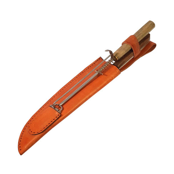 Pampa Direct Gran Fuego Asado Knife Set with 23 cm Stainless Steel Knife and Fork, Includes Leather Sheath Juego Asador