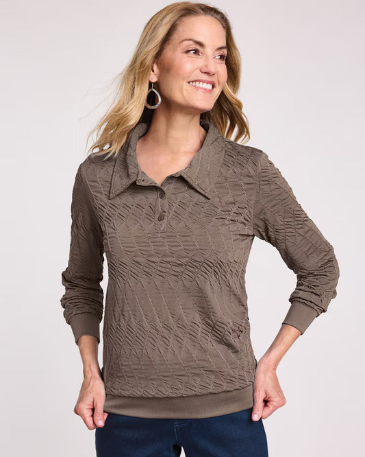 BLAIR Women’s Top Haband Textured Polo (Misses) - x4