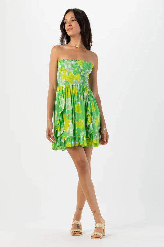 Tiare Hawaii Hoku Mini Dress - Watercolor Dreams Green