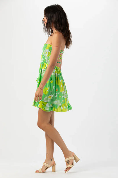 Tiare Hawaii Hoku Mini Dress - Watercolor Dreams Green