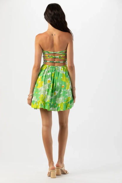 Tiare Hawaii Hoku Mini Dress - Watercolor Dreams Green