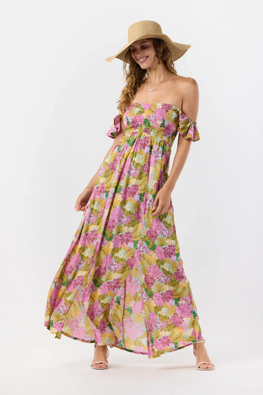 Tiare Hawaii Hollie Maxi Dress - Molokai Florals Aqua