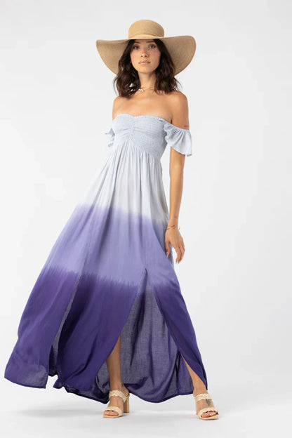 Tiare Hawaii Hollie Maxi Dress - White Indigo Ombre
