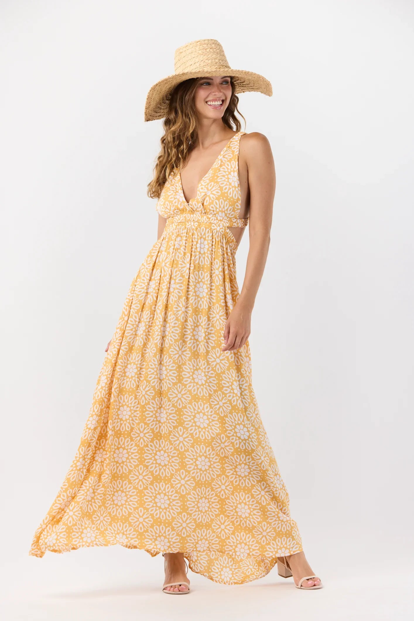 Tiare Hawaii Hope Maxi Dress - Santorini Tiles Golden