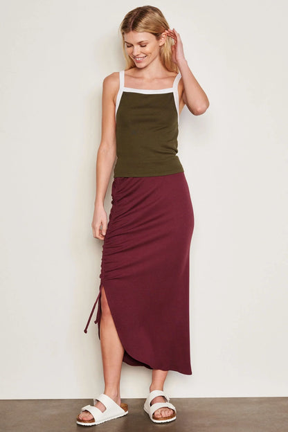 BAILEY/44 Women's Sundry Shirred Midi Skirt in Merlot
