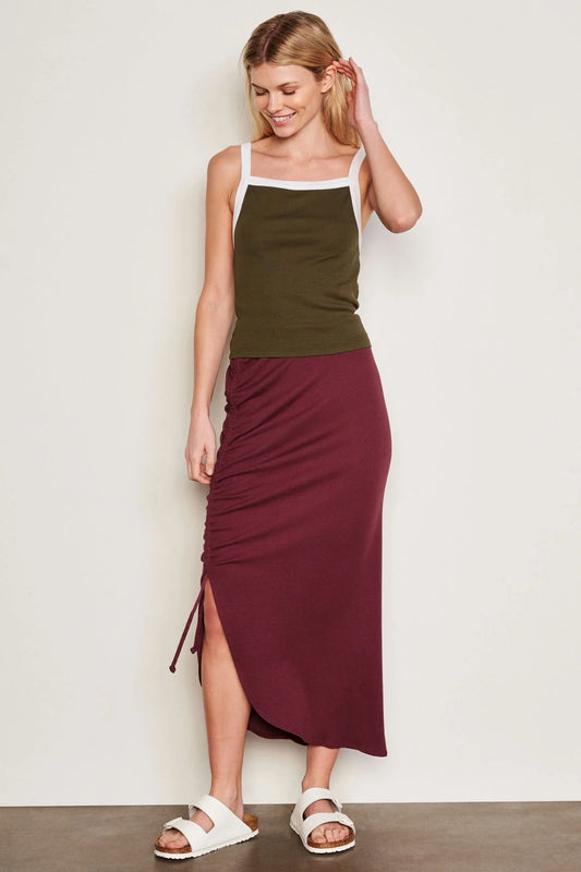BAILEY/44 Women's Sundry Shirred Midi Skirt in Merlot