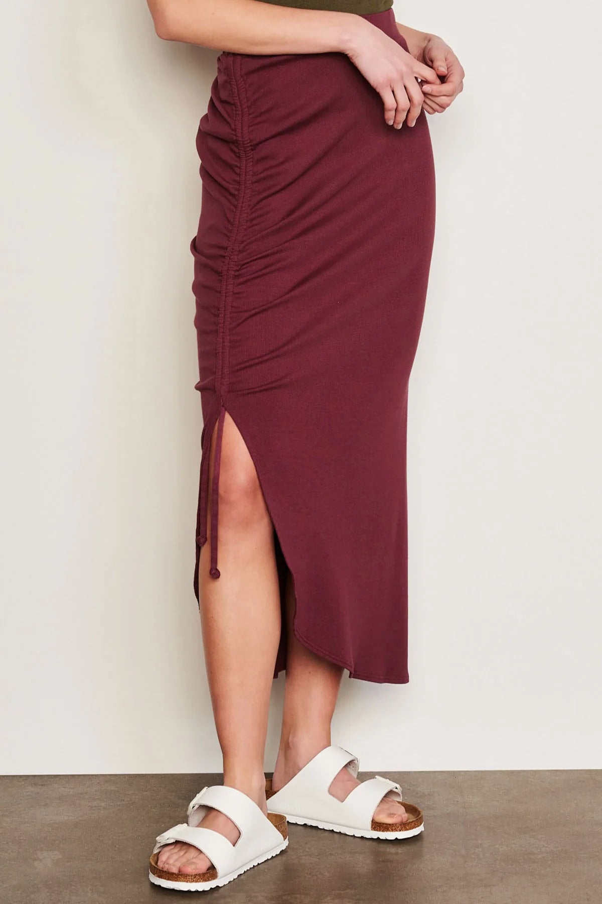 BAILEY/44 Women's Sundry Shirred Midi Skirt in Merlot