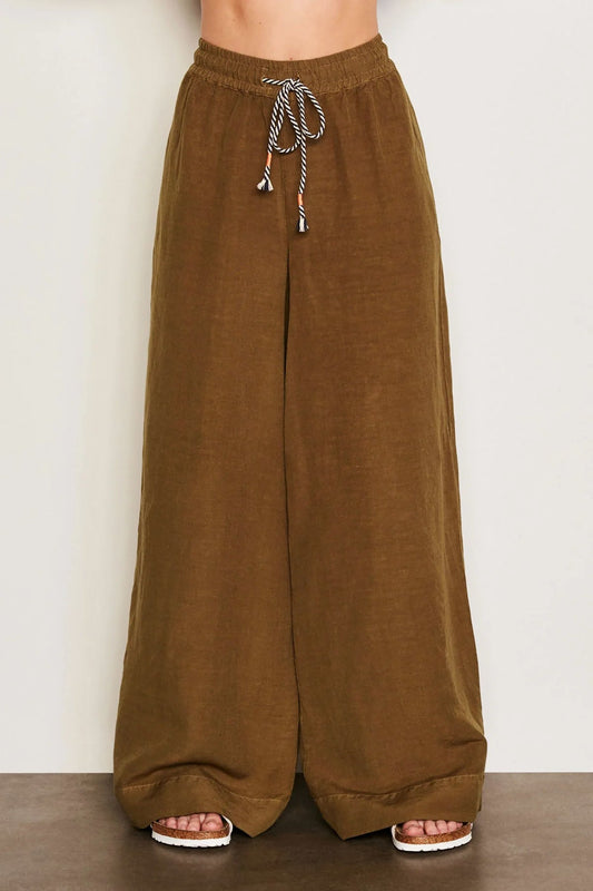 BAILEY/44 Women's Sundry Linen Wide Leg Pant in Olive