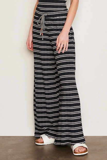 BAILEY/44 Women's Sundry Variegated Rib Stripe Wide Leg Pant in Deep Navy