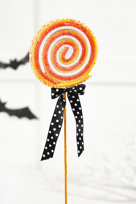 Decorator's Warehouse 23" x 5" Orange and White Lollipop Spray