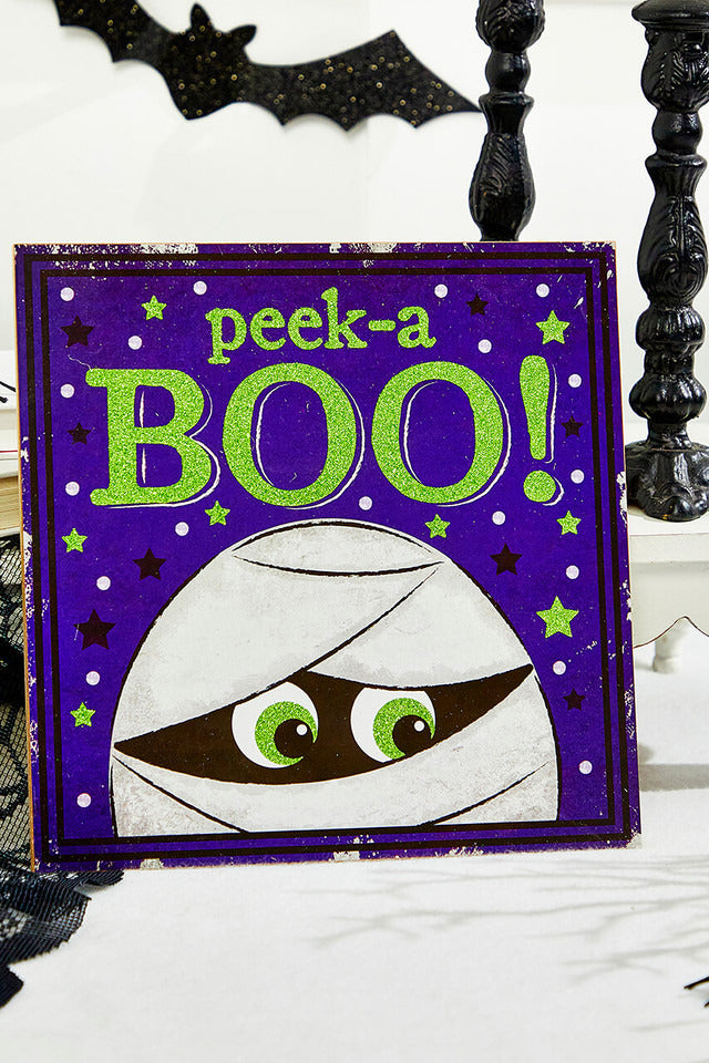 Decorator's Warehouse 10" Glitter Peek-A Boo Mummy Sign