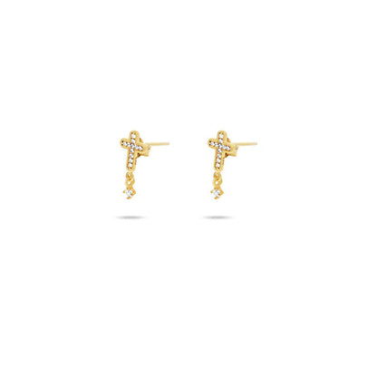 ARGENTO VIVO THE PAVE CROSS DROP STUD