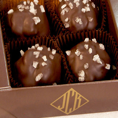 John Kelly Chocolates 4 Piece Walnut Caramel Cluster with Mediterranean Sea Salt