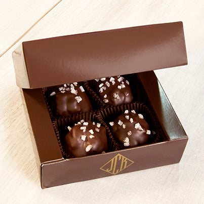 John Kelly Chocolates 4 Piece Walnut Caramel Cluster with Mediterranean Sea Salt