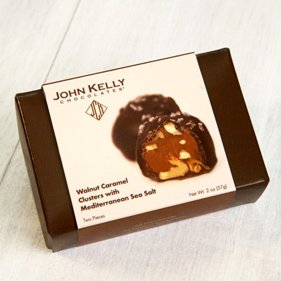 John Kelly Chocolates 2 Piece Walnut Caramel Cluster with Mediterranean Sea Salt