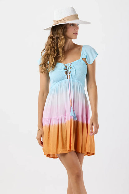 Tiare Hawaii Izzy Mini Dress - Aqua Pink Rust Ombre