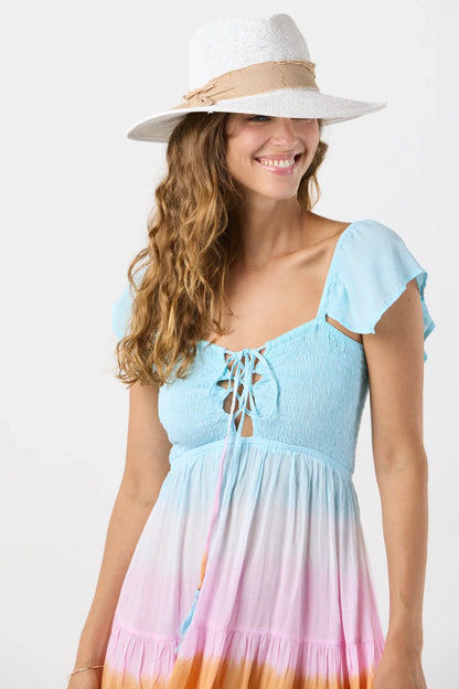 Tiare Hawaii Izzy Mini Dress - Aqua Pink Rust Ombre