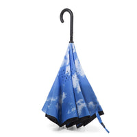 Totes Recycled InBrella Reverse Close Stick Umbrella with Auto Close Technology - Clouds