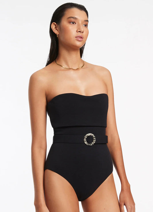 Seafolly Women's Isla Rib Fold Down Bandeau One Piece - Black