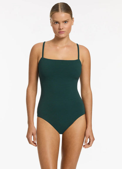 Seafolly Women's Isla Rib Minimal Tank One Piece - Forest