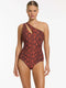 Seafolly Women's Python Splice One Shoulder One Piece - Spice