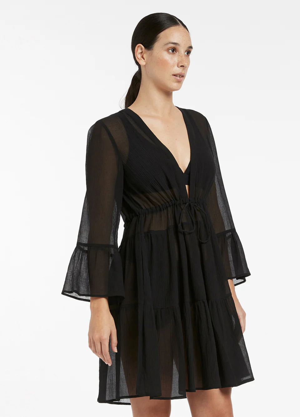 Seafolly Women's Jetset Tiered Cover Up Kaftan - Black